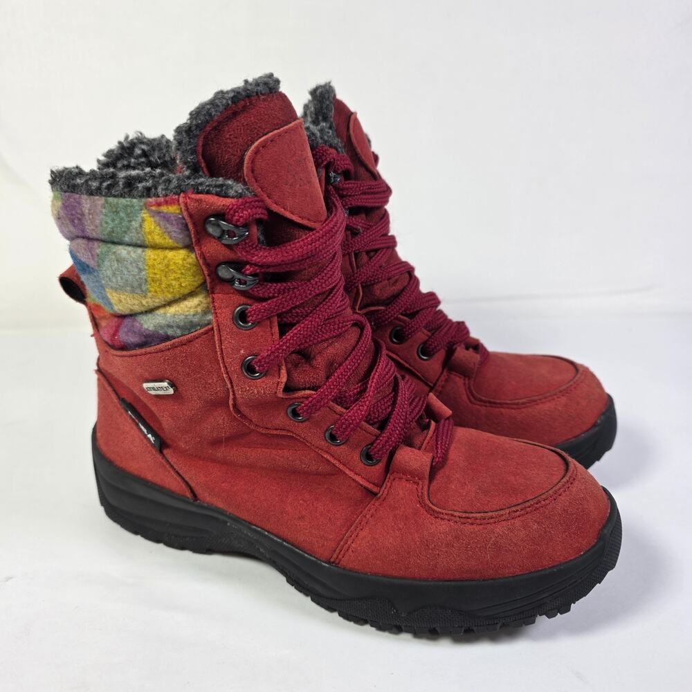 Attiba Attibatex Womens 6.5 EU 37 Ice Snow Boots OC System Waterproof Red Suede